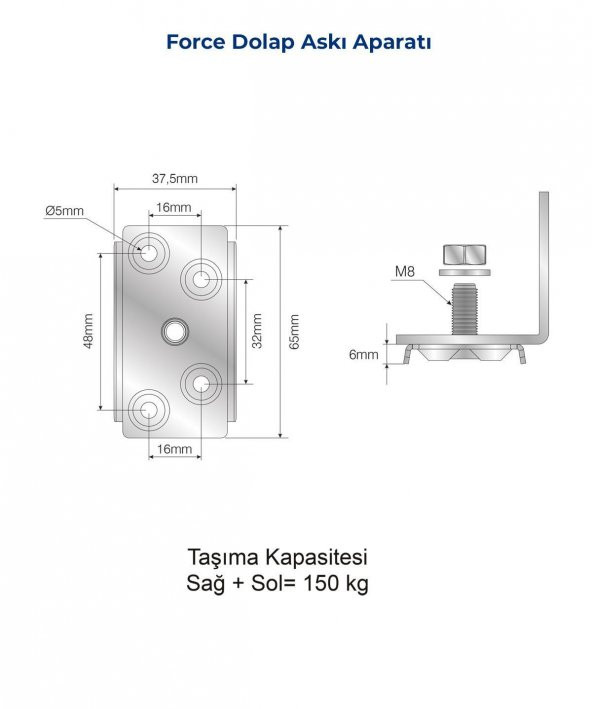Mesan Banyo Dolabı Askı Elemanı 1.5mm Force - Resim 3