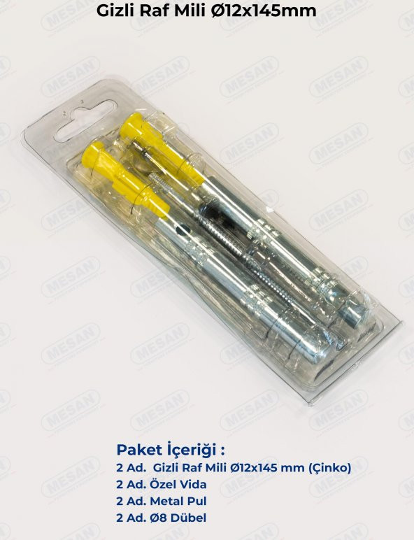 Mesan Gizli Raf Taşıyıcı 12x145mm Ahşap (0029) - Resim 2