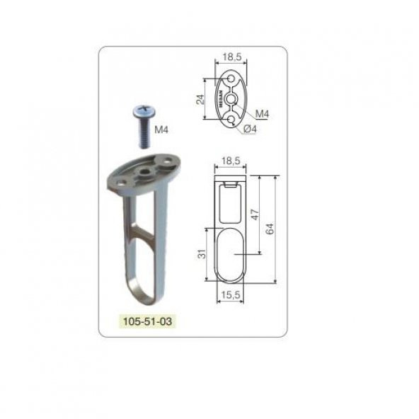 Mesan Oval Açık Boru Askı Flanşı Orta Nikel - 2