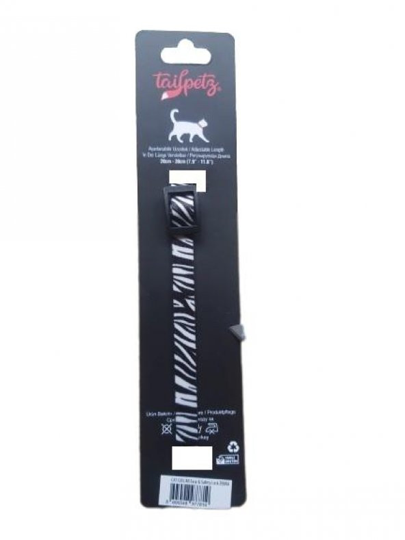 Tailpetz Cat Color Easy & Safety Lock Zebra Ayarlanır Kedi Boyun Tasması - 2