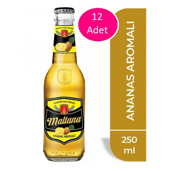 Maltana Ananas Aromalı Alkolsüz Malt İçeceği Cam 250 ml X 12 Adet