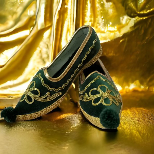 Kına Ayakkabısı Kına Çarık Yöresel Ayakkabı-Yeşil