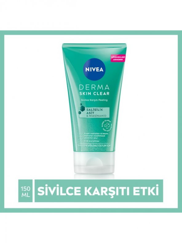 NIVEA Derma Skin Clear Sivilce Karşıtı Yüz Temizleyici Peeling 150ml,Salisilik Asit (BHA)