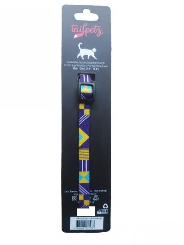 Tailpetz Cat Color Easy & Safety Lock Flag Ayarlanır Kedi Boyun Tasması - 2