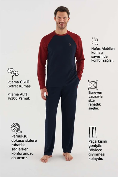 U.s Polo Assn 18633 Erkek Yuvarlak Yaka Uzun Kollu Pijama Takımı - 7