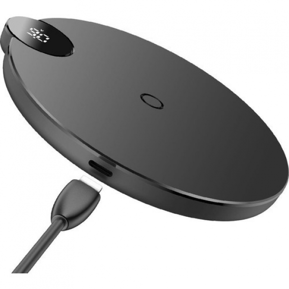 Baseus Digital Led Wireless Hızlı Şarj Cihazı Siyah - 2