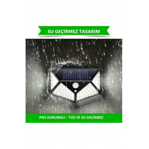 2'li 100LED Solar Hareket Sensörlü Güneş Enerjili 3 Mod Duvar Bahçe Karavan Kamp Lambası D02 - 2