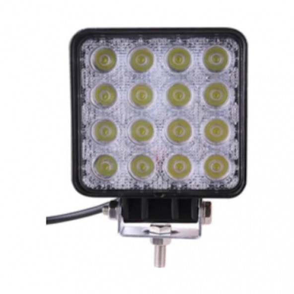 Off Road Sis Farı, 16 LED Kare Çalışma Lambası 2 Adet 12-24V, 48W D06 - 3