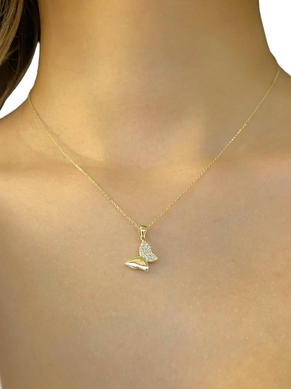 14 Ayar Minik Kelebek Altın Kolye - 3