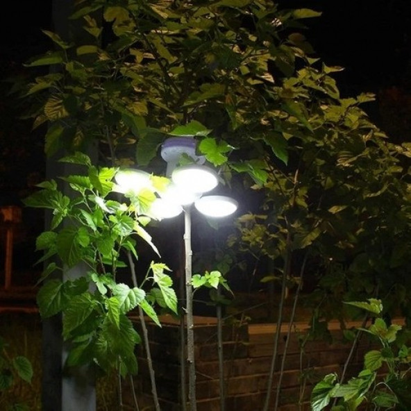 Solar Güneş Enerji ve USB Sarjlı 5 Kanatlı Bahçe Aydınlatma LED Askılı Pratik Kamp Lamba D10 - 5