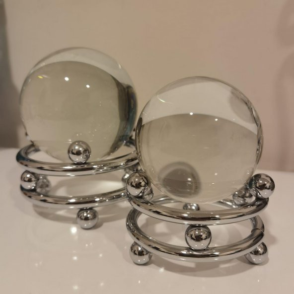 Crearthome Dekoratif Yuvarlak Kristal Obje Gümüş Küçük Boy 9x12 cm SZR-C-00427-G - 2