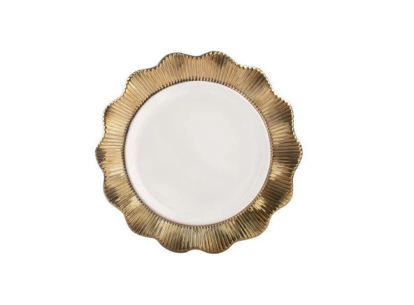 Servis Tabağı Lace Yuvarlak Gold 34cm