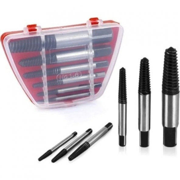 Ters Kılavuz Takımı 6 Parça - Kırılmış Vida Civata Sökme Aparatı  Ters Klavuz Seti