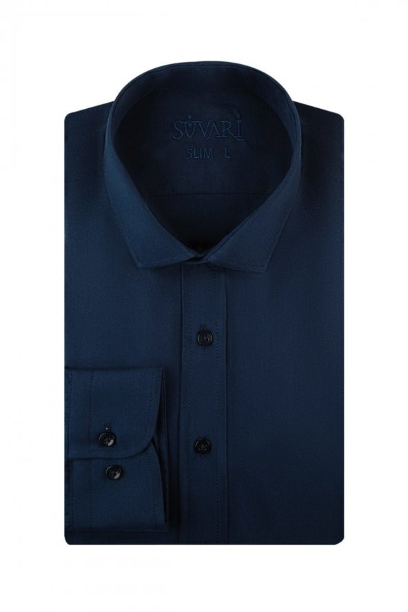 SÜVARİ Slim Fit Lacivert Erkek Gömlek