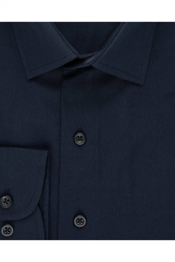 SÜVARİ Slim Fit Lacivert Düz Erkek Gömlek - 2