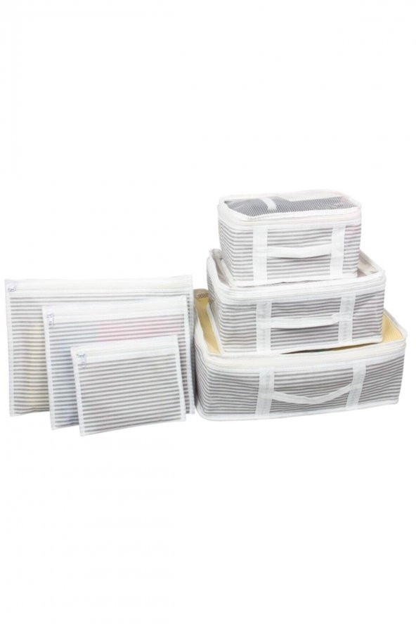 Bavul Organizer Çizgili 6lı Set