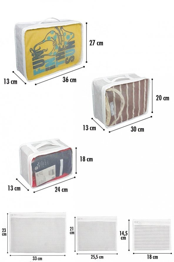 2 ADET - 6lı Valiz Düzenleyici Set- Çizgili - Resim 2