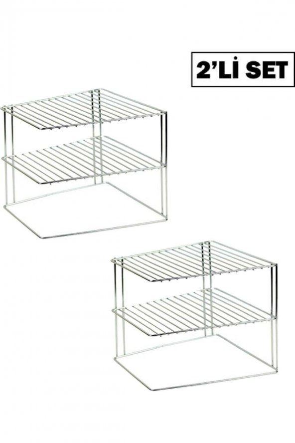 2 ADET - Dolap İçi Tabak Düzenleyici 3 Katlı Tabaklık Raf - 2