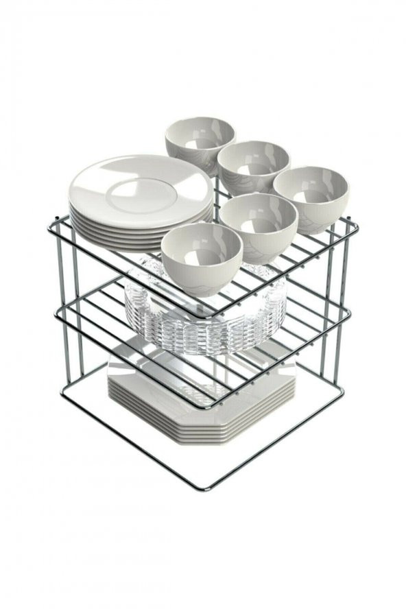 Dolap İçi Tabak Düzenleyici 3 Katlı Tabaklık Raf - 2