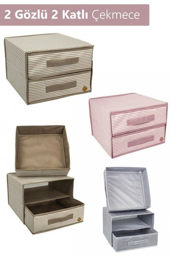 İKİ BÖLMELİ ÇEKMECE 31x30x22 cm KAHVE