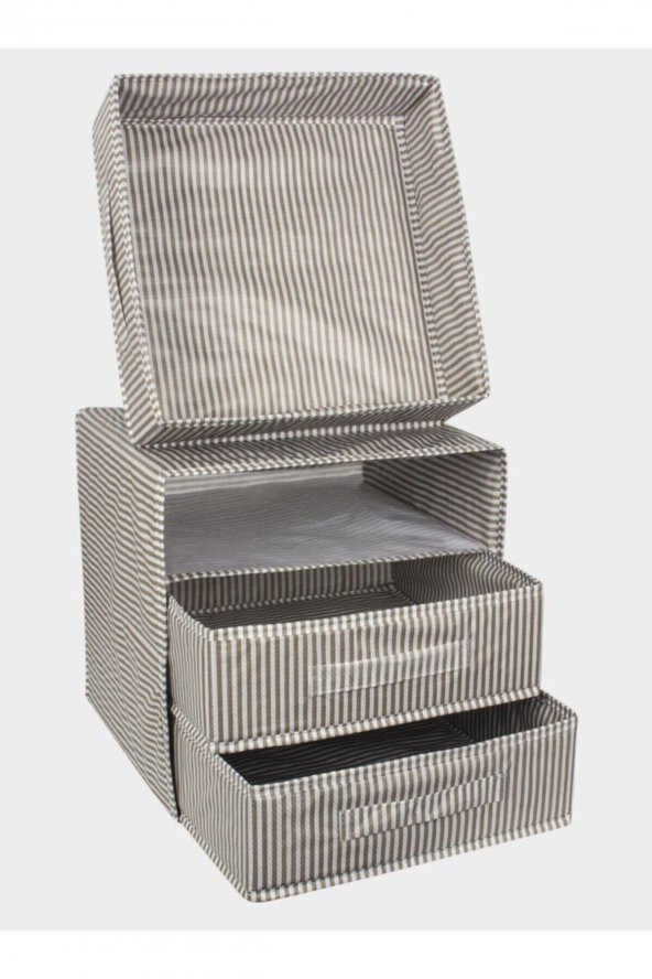 ÜÇ BÖLMELİ ÇEKMECE 32x32x32 cm KAHVE - 2