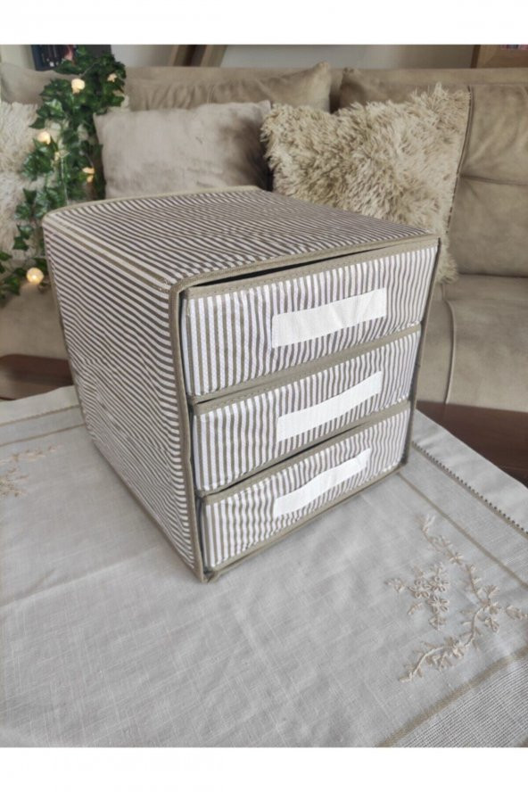 ÜÇ BÖLMELİ ÇEKMECE 32x32x32 cm KAHVE - 3