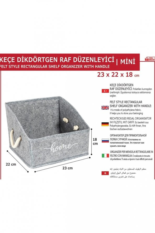 KEÇE DİKDÖRTGEN RAF DÜZENLEYİCİ MİNİ 23*22*18 ürün görseli 1