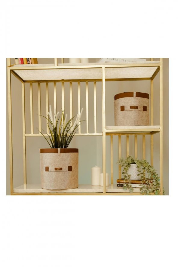 DERİ ŞERİTLİ YUVARLAK DÜZENLEYİCİ MİNİ 20x20x20 KAHVE ürün görseli 1