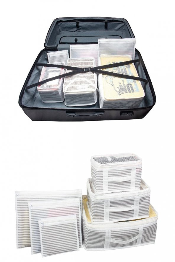2 ADET - 6lı Set Bavul Içi Düzenleyici, Bavul Organizer, Valiz Düzenleyici Hurç - Resim 3