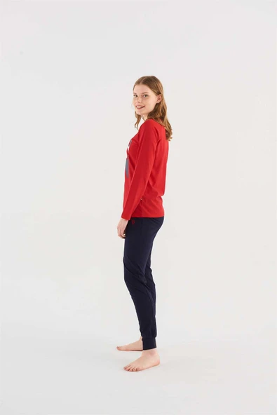 U.s Polo Assn 16840 Kadın Uzun Kol Yazı Baskılı Pijama Takım - 2