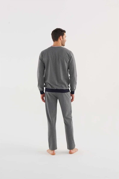 U.s Polo Assn 18616 Erkek Antrasit Melanj Pijama Takım - Resim 8