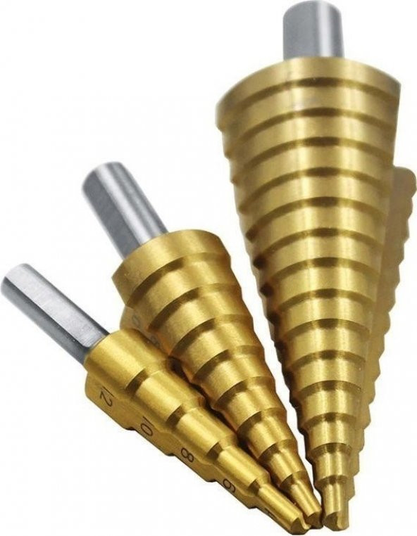 3lü Kademeli Matkap Ucu Sac Delme Seti 3 Parça Kademeli Uç Paslanmaz - 4