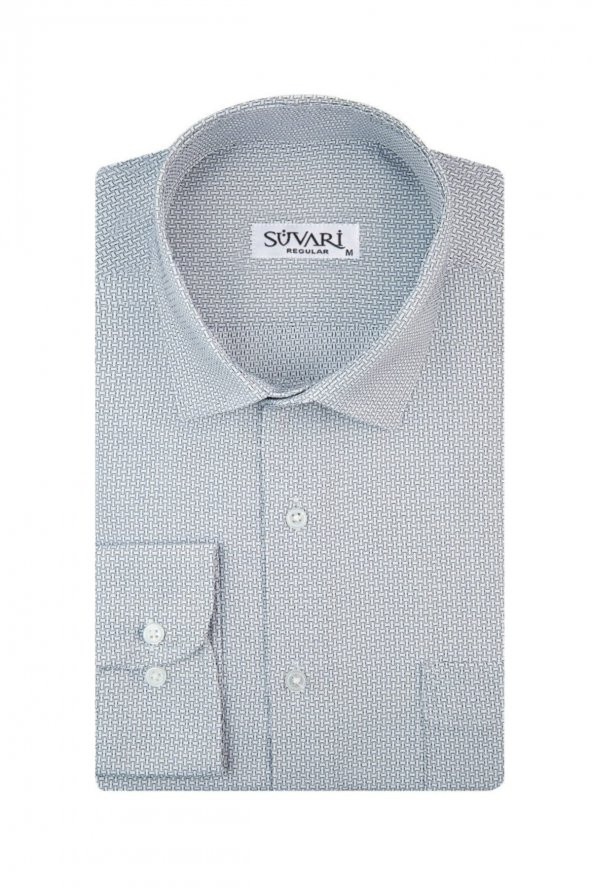 SÜVARİ Armür Desenli GRİ Erkek Gömlek - Resim 2