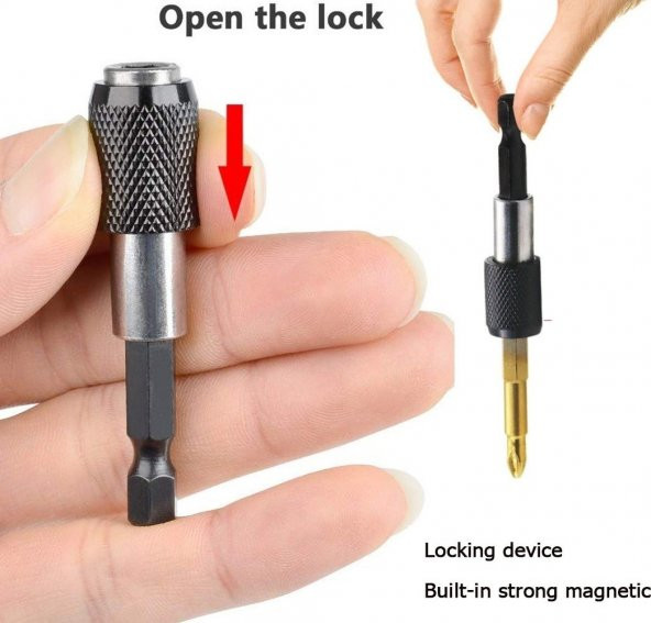 Hızlı Vidalama Adaptörü Bit Vidalama Uzatma Aparatı Manyetik Altıgen 1/4 Hex Bits Şaftlı 3 Parça - 4