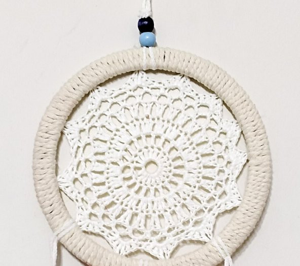 Kırmızı Kuş Tüylü Dream Catcher El Yapımı Düş Kapanı Duvar Süsü - Resim 2