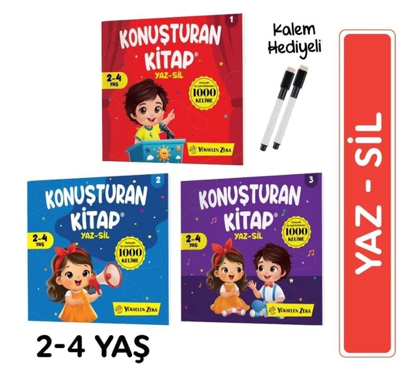 Y.Z. Konuşturan Kitap Serisi YAZ-SİL Kitaplar (Türkçede En Çok Kullanılan 1000 Kelime)