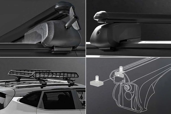 Audi A4 Bold Bar V2 Ara Atkı Gri 2 Parça 120cm 2008-2015 Arası - Resim 6