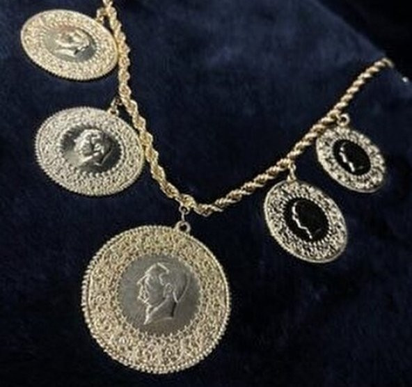 Gerçek Altın Görünümlü Beşibir Yerde 1. Kalite imitasyon Kolye (Halat Zincirli) ürün görseli