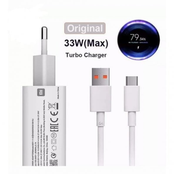 Orjinal Xiaomi Poco X3 Pro Turbo 33W 5A Type-C Hızlı Şarj Cihazı
