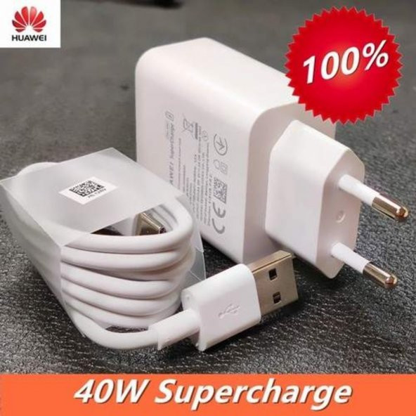 Huawei Mate 40 Supercharge 40W 4A Hızlı Şarj Aleti + Type-C Kablo (536684951)