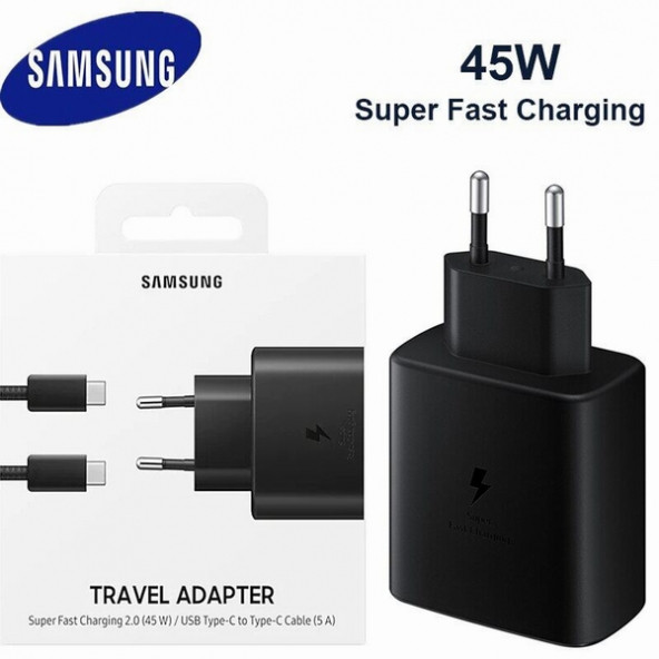 Samsung Galaxy A71 Orijinal 45W Type-C 5A Hızlı Şarj Cihazı Siyah