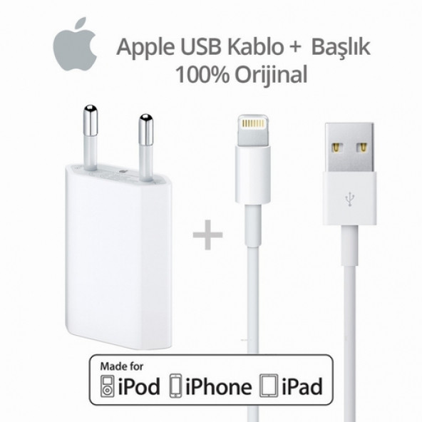 Orijinal Apple Iphone 6 7 8 Şarj Aleti Cihazı Adaptör 5w MD813ZM-A + MD818ZM-A Kablo Dahil (5w) - 2