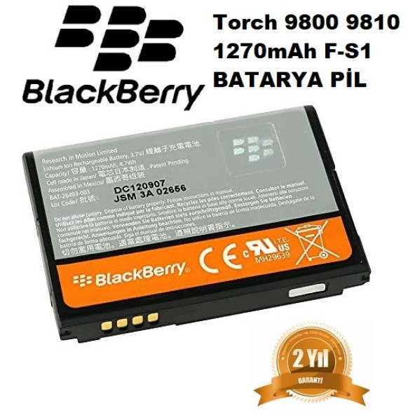 Blackberry Torch 9800 9810  1270mAh F-S1 BATARYA PİL