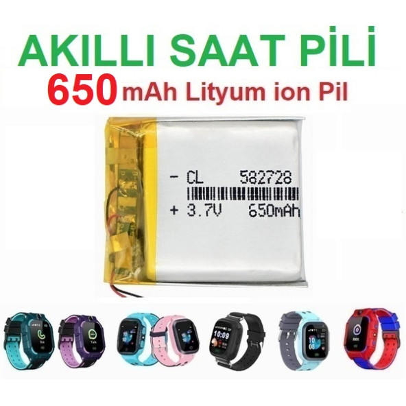 Mp3 Mp4 Akıllı Saat Pil 3.7V 650Mah Şarjlı Li-Polimer Batarya 25M