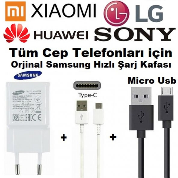 Cep Telefonları Için Universal Şarj Cihazı + Micro Usb + Type C
