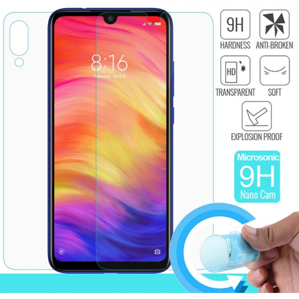 Xiaomi Redmi Note 7 Ön + Arka 9H Nano Ekran Koruyucu Kargo Bedava