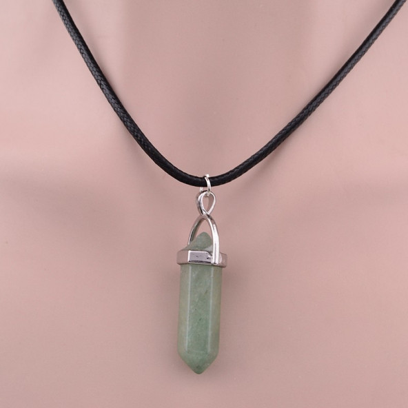 Doğal Aventurin Yeşim Taşı Erkek& Kadın Kolye (Deri Zincir ) ürün görseli 1