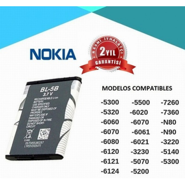 Original Nokia Bl5B Bl-5B Battery 5300 5320 Xpressmusic 6020 6070 - 8