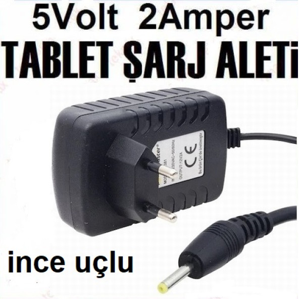 Tablet Pc Şarj Adaptörü 5 V 2 Amper İnce Uçlu