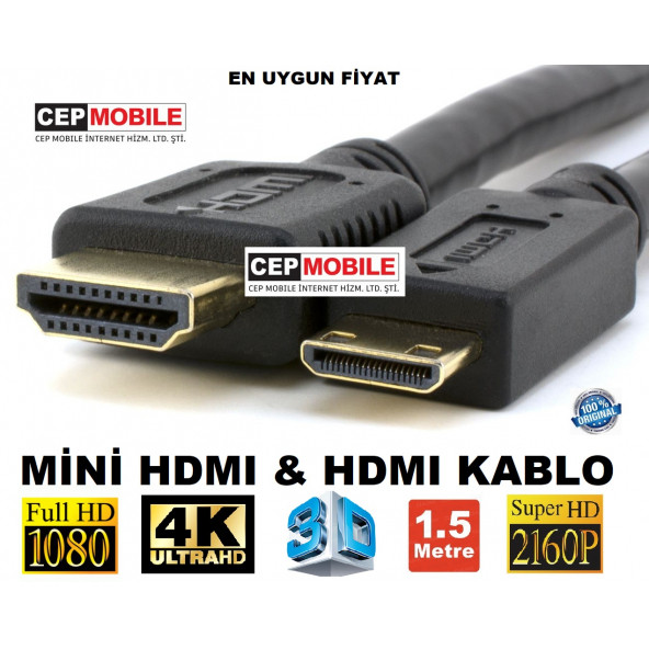 Tv - Kamera Ve Tablet Uyumlu Mini Hdmi To Hdmi Kablo 1.5 Metre - 2